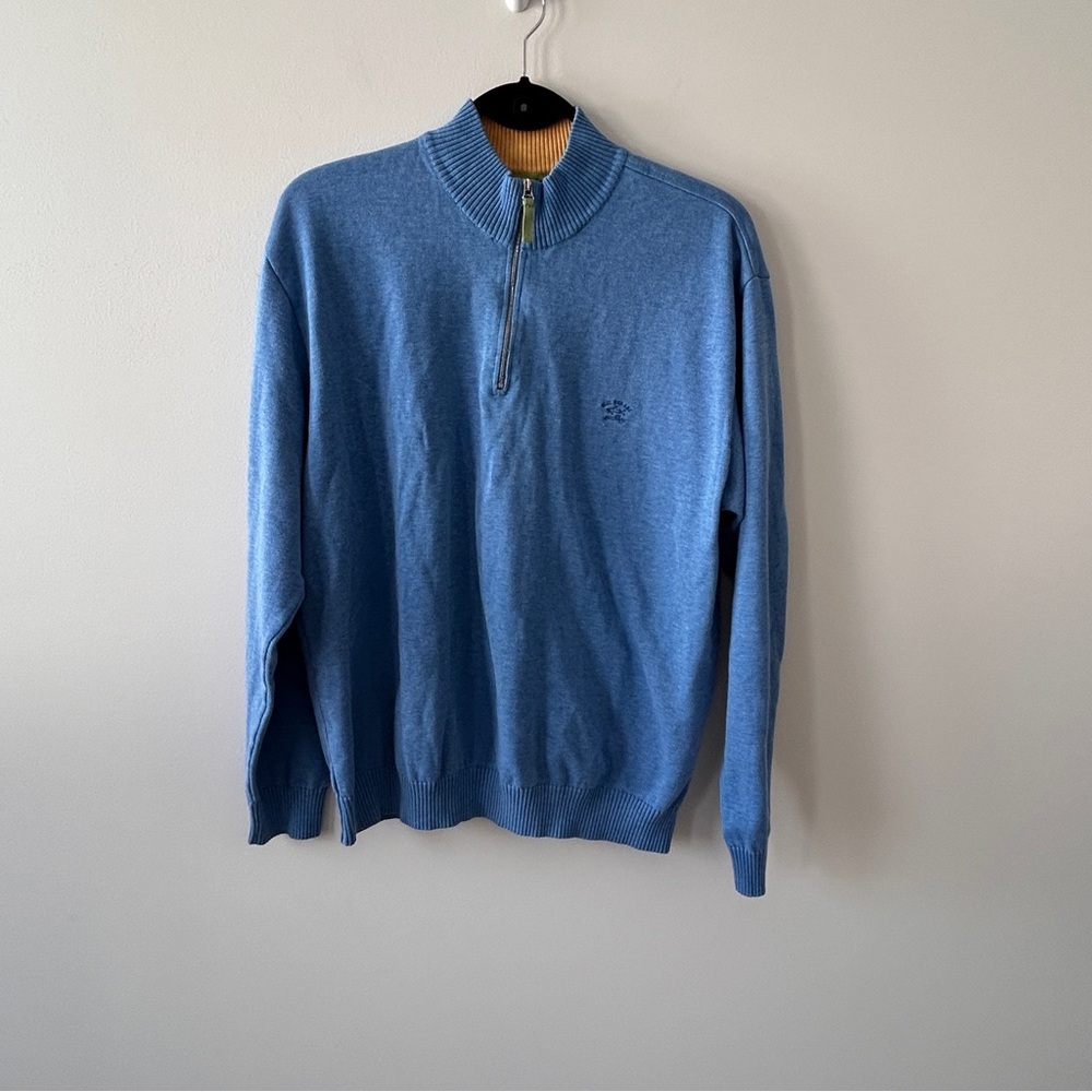 Paul & Shark Light Blue Quarter Zip 1/4 Sweater Large Italy Preppy Layering